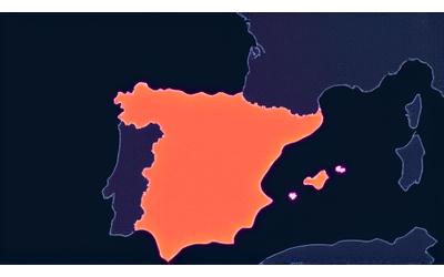 Mapa conceptual de la Península Ibérica con puntos de luz indicando la concentración de usuarios de Sendero Vívido en Madrid.