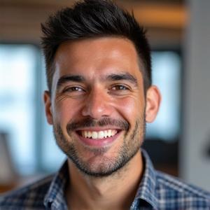 Retrato carismático de Miguel Santos, experto en comunicación de salud.