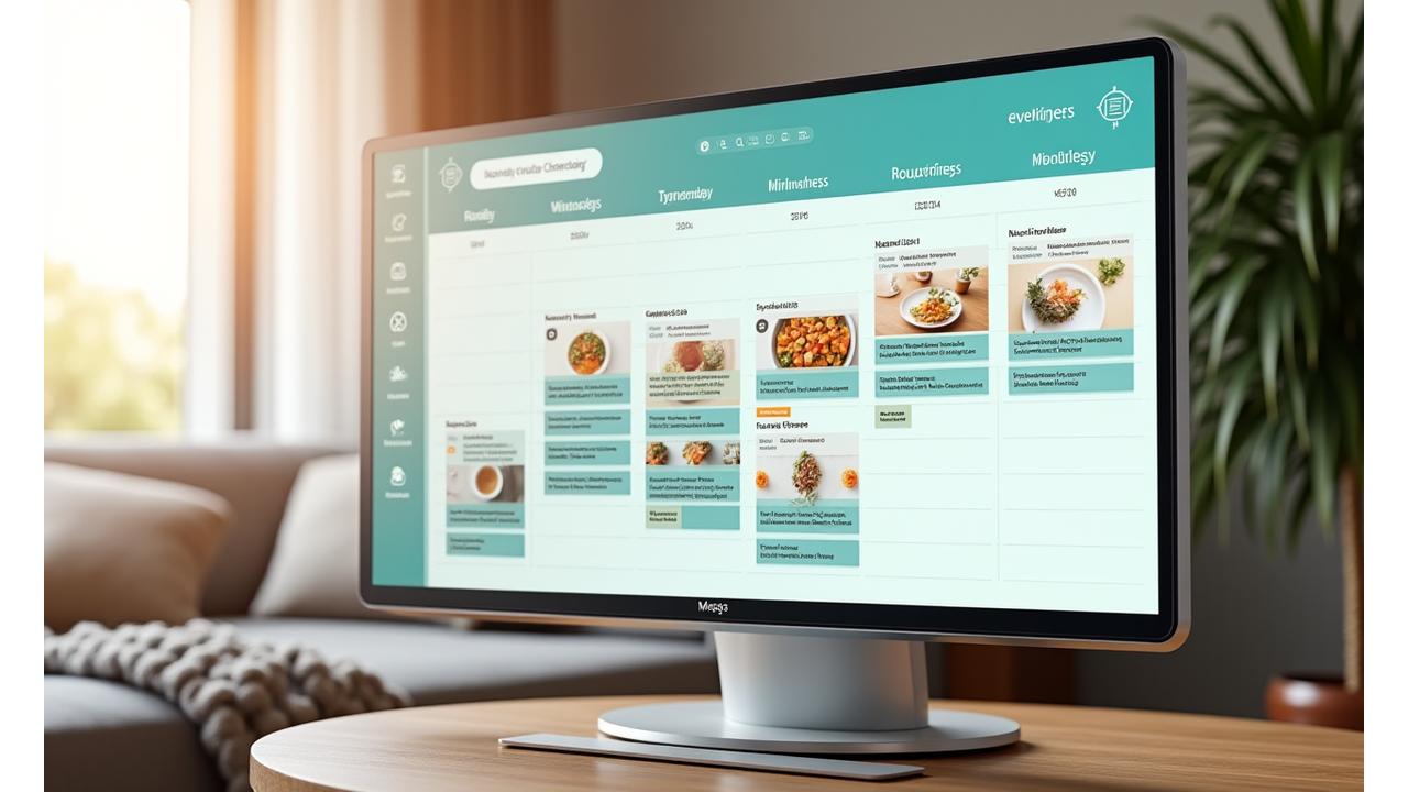 Calendario interactivo de talleres virtuales con cards de clases como mindfulness y yoga, mostrando fechas y horarios