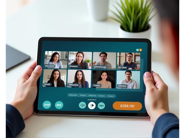 Interfaz de la plataforma de talleres virtuales mostrando una sesión en vivo con breakout rooms y material descargable